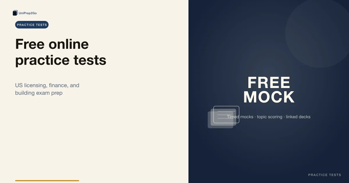 UniPrep2Go free online practice tests for US licensing exams